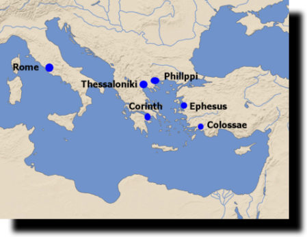 Map of where Paul's letter were written